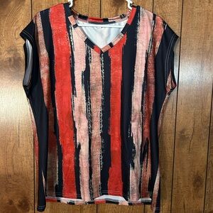 Women’s XXL Red & Black Artistic Graphic Tee – Bold Statement T-Shirt